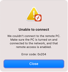 Unable to connect